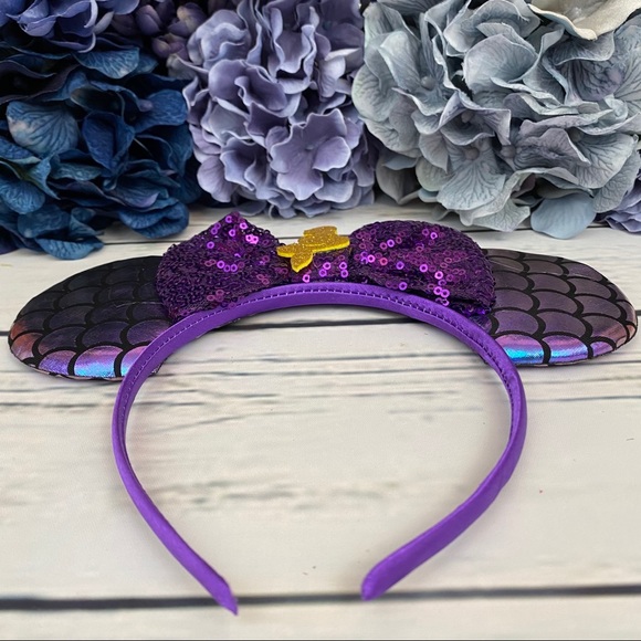 Minnie Mouse Ariel Little Mermaid Headband & Bow - Picture 8 of 16